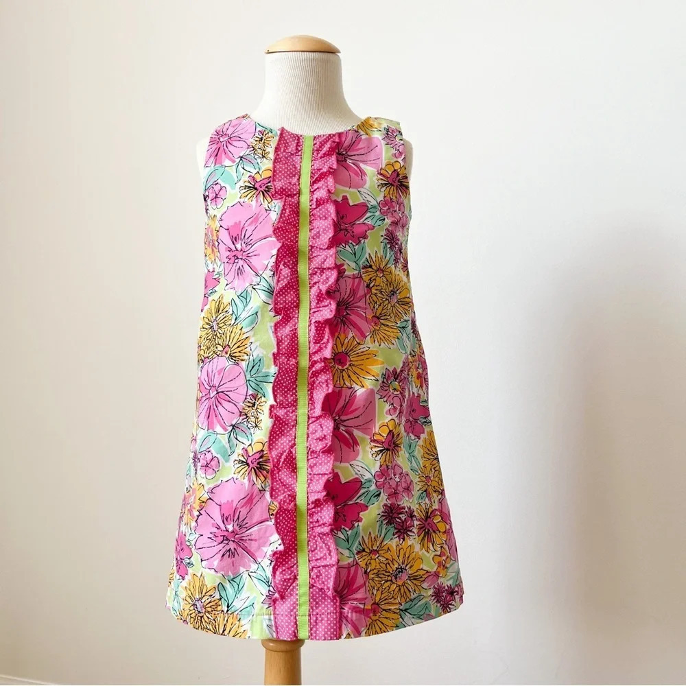 Polly Flinders Girls 6 Floral Sleeveless Sundress Ruffle Front Cotton